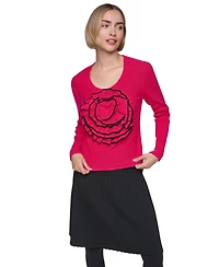 Sonia Rykiel Women's Rosette Scoop Neck Long-Sleeve Sweater