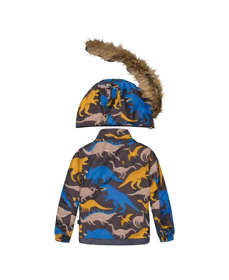 Deux par Deux Little and Big Boy Two Piece Play Snowsuit Dinosaur Print with Pants