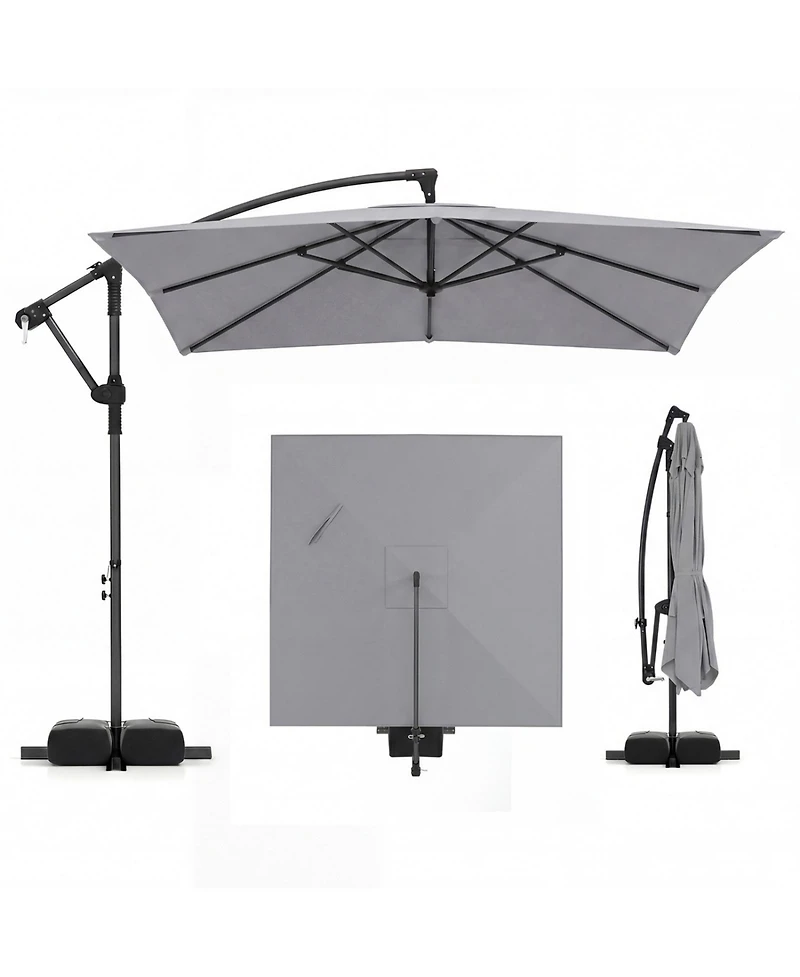 Sugift Offset Cantilever Square Patio Umbrella with 360 Rotation and Crank