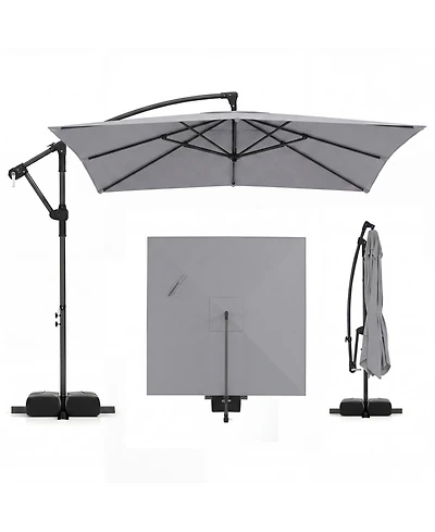 Sugift Offset Cantilever Square Patio Umbrella with 360 Rotation and Crank