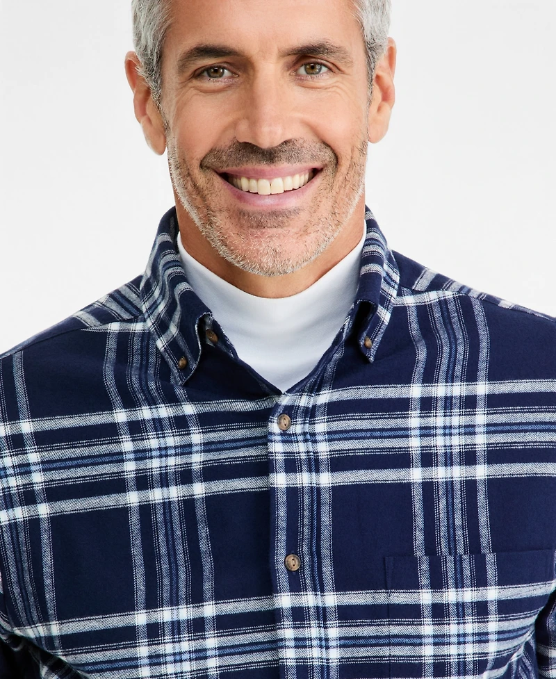 Club Room Men's Long-Sleeve Flannel Plaid Shirt, Macy's Exclusive