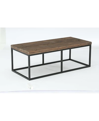 Tribesigns 55" Rustic Solid Wood Coffee Table with Iron Frame, Industrial Farmhouse Rectangular Coffee Table for Living Room