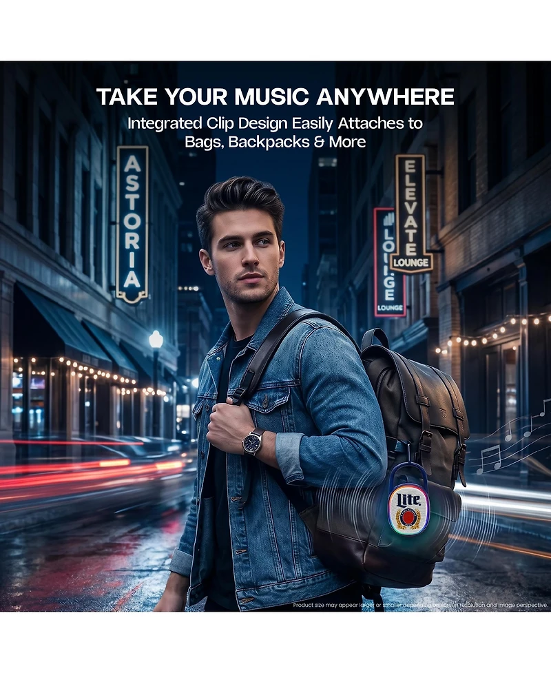 Miller Lite Backpack Clip Bluetooth Speaker and Fm Radio
