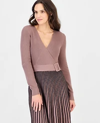 Robbie Bee Women's Pleated-Skirt Long-Sleeve Dress