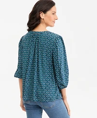 Style & Co Women's Printed Volume-Sleeve Blouse, Macy's Exclusive