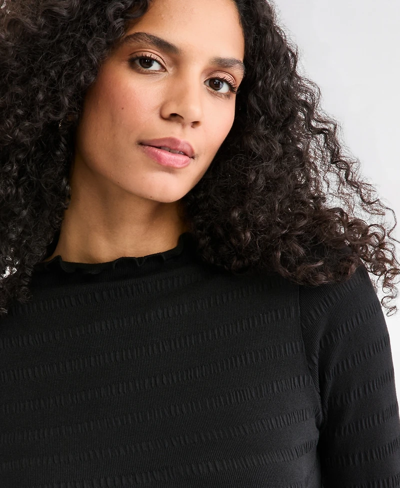 On 34th Women's Long-Sleeve Funnel Neck Puckered-Rib Top, Macy's Exclusive