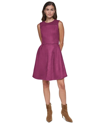 Halston Women's Crew Neck Fit & Flare Dress