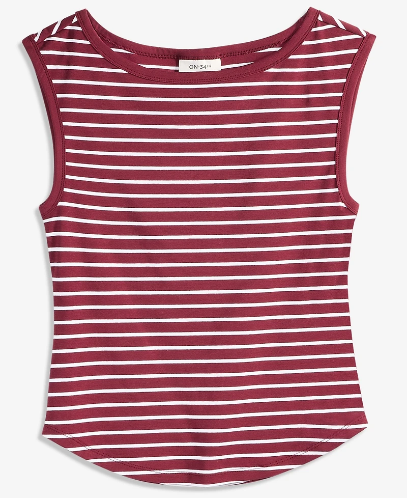 On 34th Women's Stripe Boat-Neck Tank, Created for Macy's