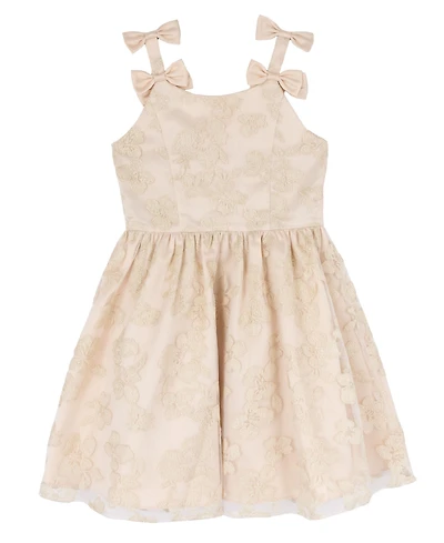 Rare Editions Girls' 7-16 Double Bow Shoulder Straps Dress