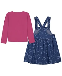 Kids Headquarters Toddler Girls' 2T-4T Long-Sleeve T-Shirt and Jumper, 2-Piece Set