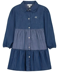 Calvin Klein Toddler Girls' 2T-6X Collared Denim Button-Front Dress