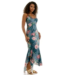 Katia Rae Juniors' V-Neck Floral Midi Slip Dress