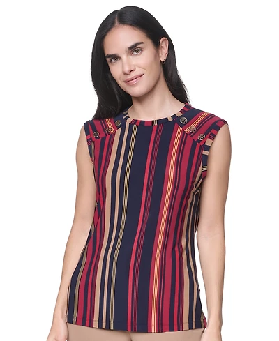 Tommy Hilfiger Women's Sleeveless Striped Crewneck Top