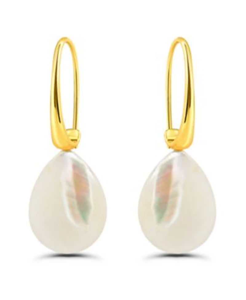 Macys Gold Plated Genuine Stone Teardrop Hardwire Fishhook Drop Earrings