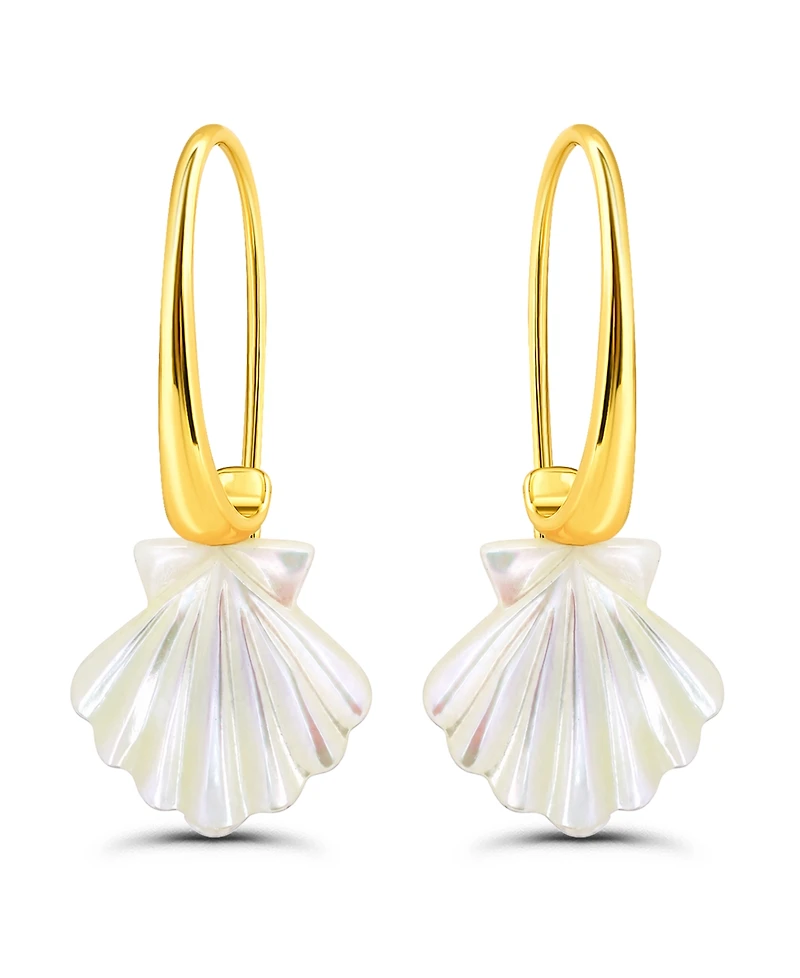 Macy's Genuine Imitation Pearl Clamshell Shape Drop on Hardwire Fishhook Closure Earrings