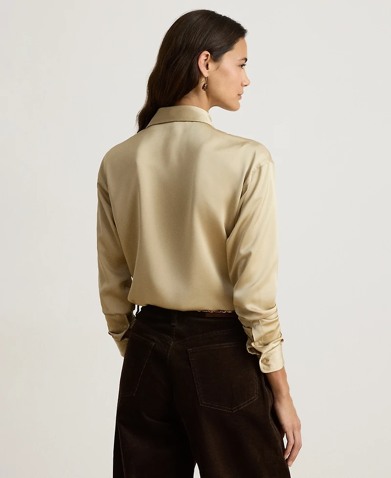 Lauren Ralph Lauren Petite Relaxed-Fit Satin Charmeuse Shirt