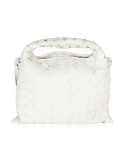 Pre-Owned Bottega Veneta Off White Nappa Intrecciato Mini Hop Hobo