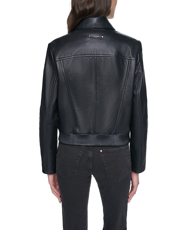 Cole Haan Women's Smooth Lamb Bomber Jacket