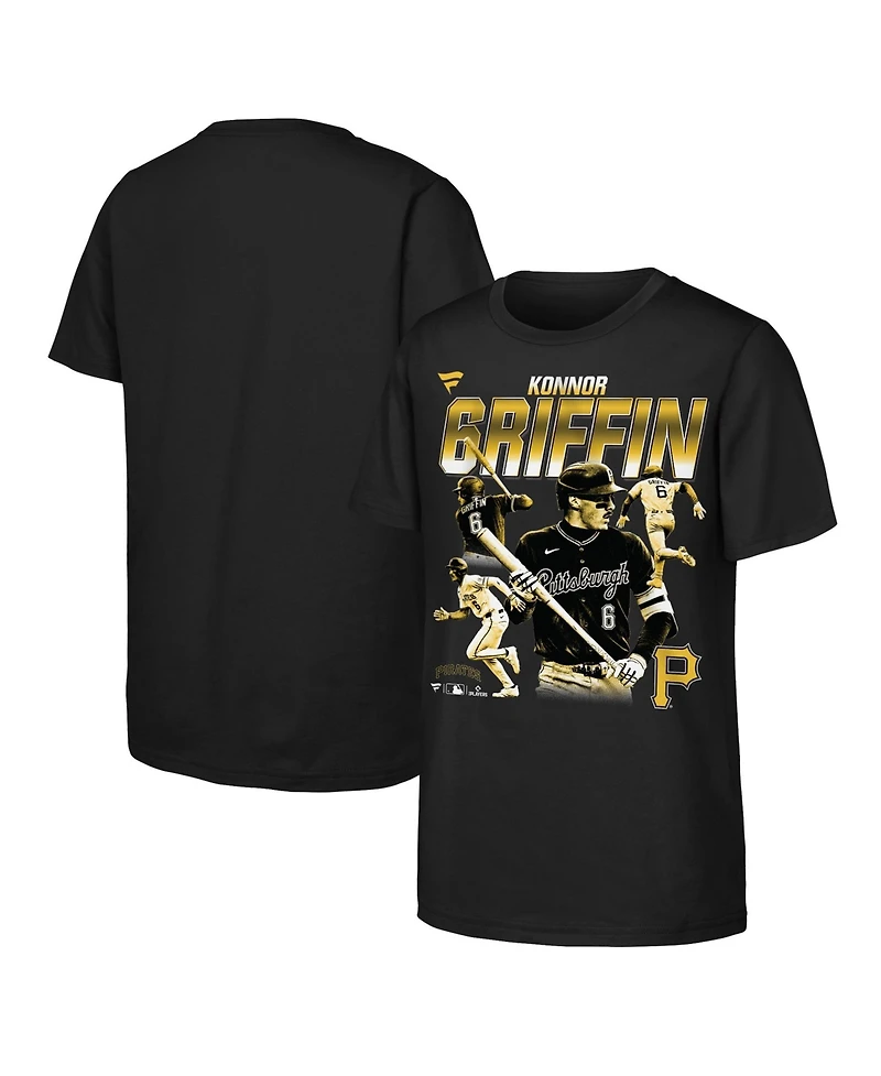 Fanatics Big Boys and Girls Konnor Griffin Black Pittsburgh Pirates Multi-Pic Name Number T-Shirt