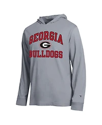 Champion Men's Heather Gray Georgia Bulldogs High Motor All-Star Long Sleeve Hooded T-Shirt