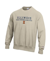 Champion Men's Oatmeal Illinois Fighting Illini Reverse Weave Crewneck Sweatshirt