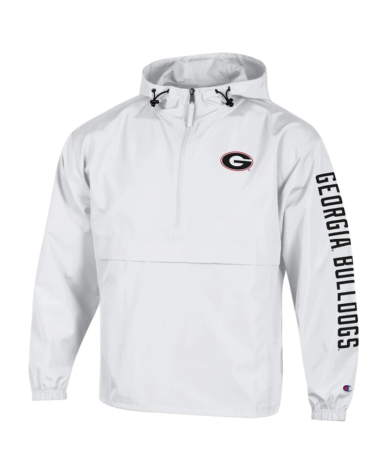 Champion Men's White Georgia Bulldogs Cloud Packable Half-Zip Hoodie