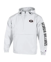 Champion Men's White Georgia Bulldogs Cloud Packable Half-Zip Hoodie