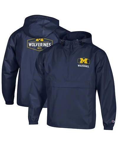 Champion Men's Navy Michigan Wolverines Delay Packable Half-Zip Jacket