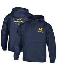 Champion Men's Navy Michigan Wolverines Delay Packable Half-Zip Jacket