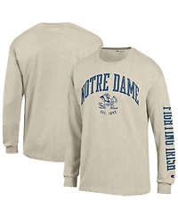 Champion Men's Heather Oatmeal Notre Dame Fighting Irish Neutral Arch Long-Sleeve T-Shirt
