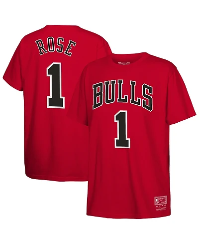 Mitchell & Ness Big Boys and Girls Derrick Rose Red Chicago Bulls Hardwood Classics Name Number T-Shirt