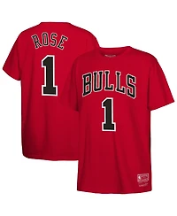 Mitchell & Ness Big Boys and Girls Derrick Rose Red Chicago Bulls Hardwood Classics Name Number T-Shirt