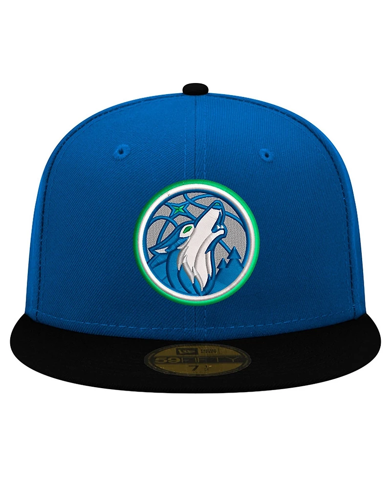New Era Men's Blue, Black Minnesota Timberwolves 59FIFTY Fitted Hat