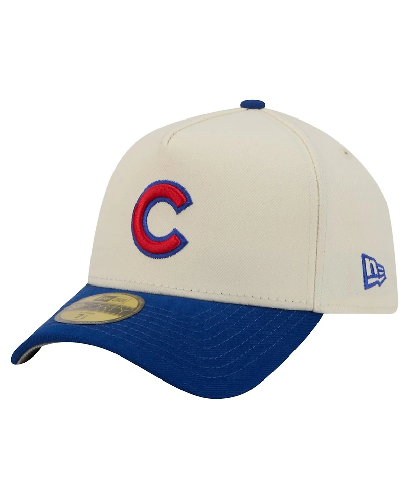 New Era Men's Cream Chicago Cubs Chrome A-Frame 59FORTY Fitted Hat