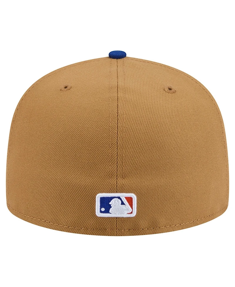 New Era Men's Tan York Mets Fruit Sticker 59FIFTY Fitted Hat