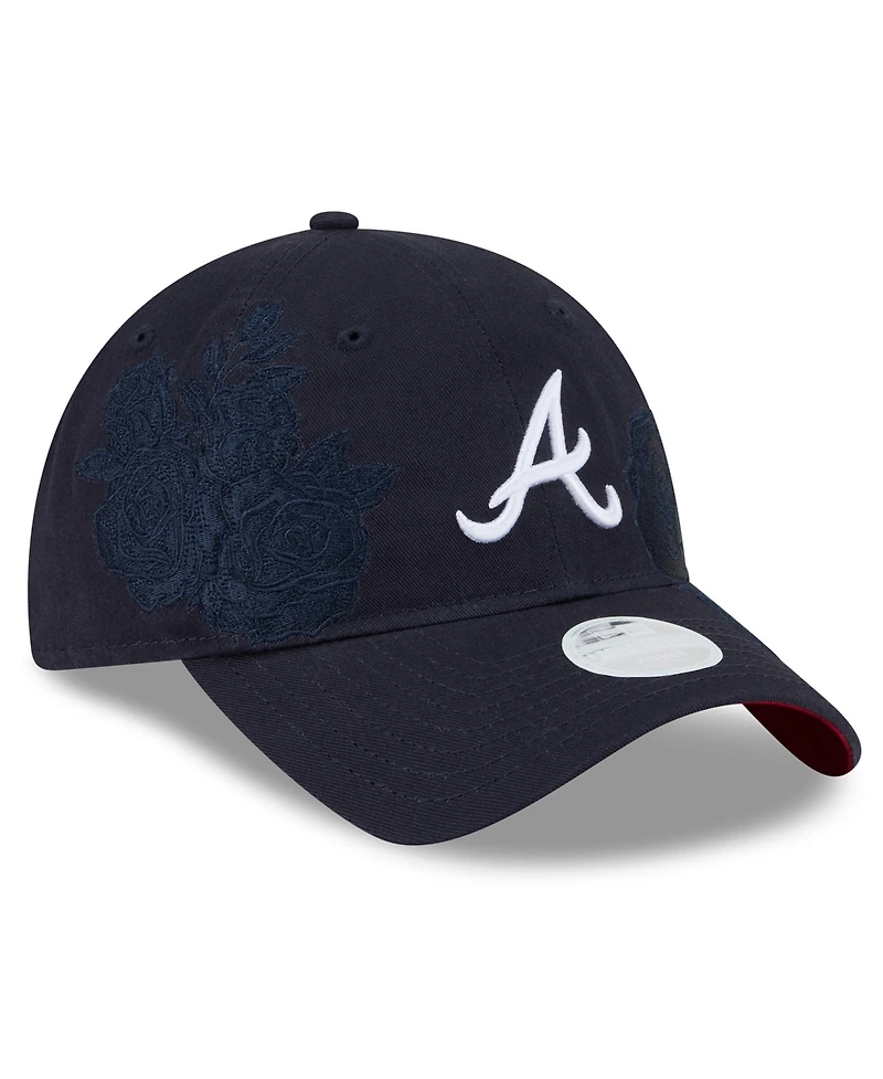 New Era Women's Navy Atlanta Braves Roses 9TWENTY Adjustable Hat