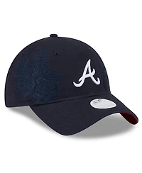 New Era Women's Navy Atlanta Braves Roses 9TWENTY Adjustable Hat