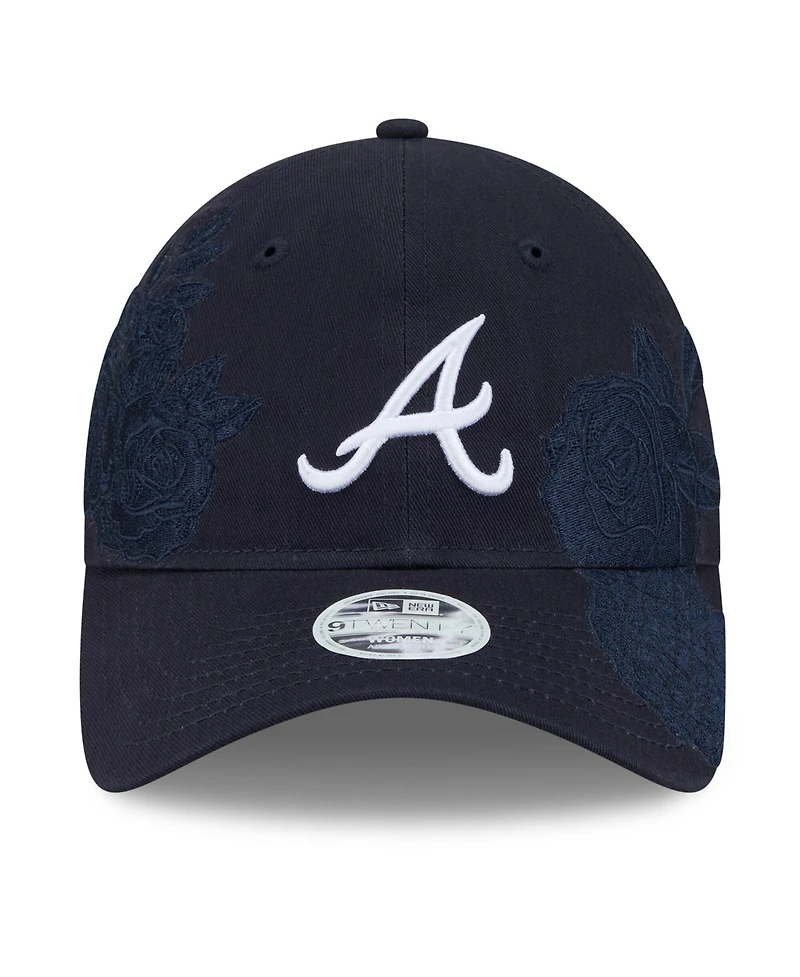 New Era Women's Navy Atlanta Braves Roses 9TWENTY Adjustable Hat