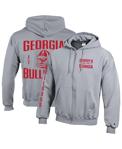 Champion Men's Gray Georgia Bulldogs Varsity Power blend Full-Zip Fleece Hoodie