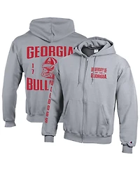 Champion Men's Gray Georgia Bulldogs Varsity Power blend Full-Zip Fleece Hoodie