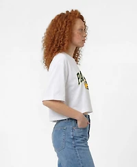 Champion Women's White Green Bay Packers Boyfriend Cropped T-Shirt