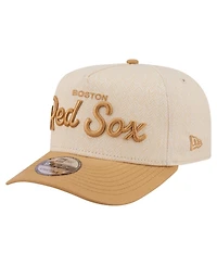New Era Men's Cream Boston Red Sox Herringbone 9FIFTY A-Frame Snapback Hat