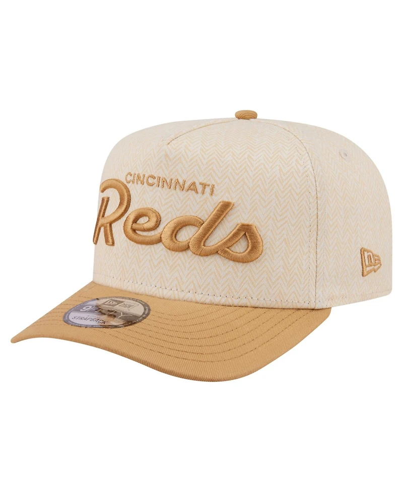 New Era Men's Cream Cincinnati Reds Herringbone 9FIFTY A-Frame Snapback Hat