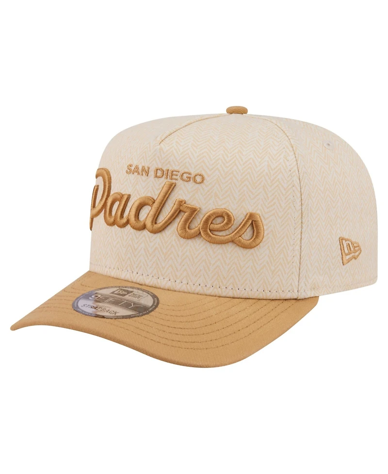 New Era Men's Cream San Diego Padres Herringbone 9FIFTY A-Frame Snapback Hat