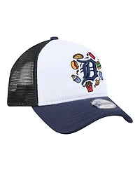 New Era Big Boys and Girls White, Navy Detroit Tigers Food A-Frame 9FORTY Trucker Adjustable Hat