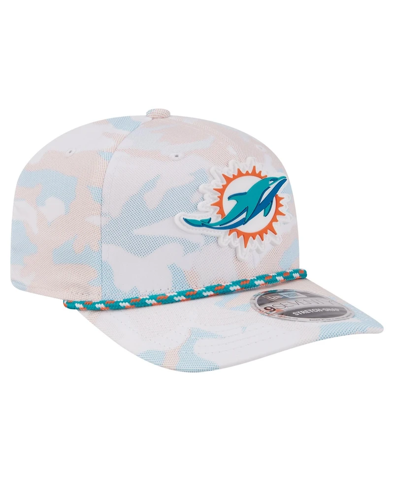 New Era Men's White Miami Dolphins Camo Rope 9SEVENTY Adjustable Hat