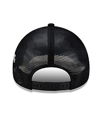 New Era Men's Black Seattle Mariners Side Script 9FORTY A-Frame Trucker Adjustable Hat