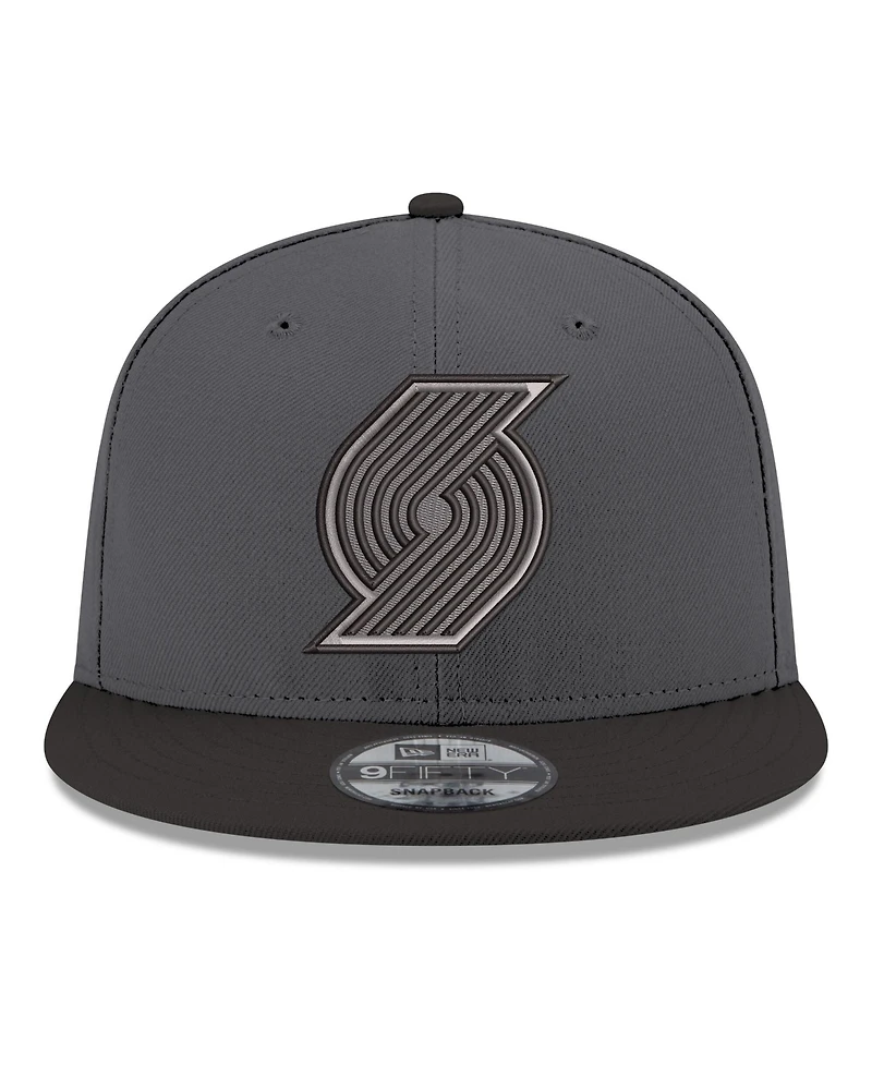 New Era Men's Gray, Black Portland Trail Blazers Logo 2-Tone 9FIFTY Snapback Hat