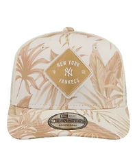 New Era Men's Tan New York Yankees Tonal Palm Coolera 9SEVENTY Adjustable Trucker Hat