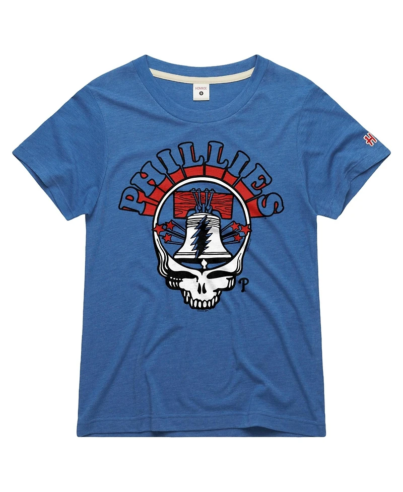 Homage Women's x Grateful Dead Royal Philadelphia Phillies Americana Tri-Blend T-Shirt